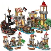INSOON 1502-Piece Pirate Castle Building Set with LED Lights & 3 Modes, Transformable Ship Bay Model for Adults, Teens & Kids 10+