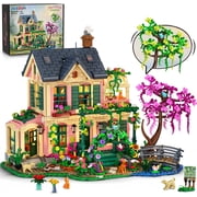 INSOON Garden House Building Set with LED Lights, 2034PCS European Villa Building Blocks Kit with Botanical Flower Garden, Miniature House Model Home Decor for Adults