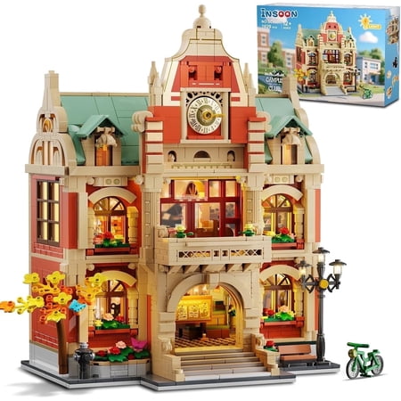 TERRAMUS University Club House Building Set with Light, 1629 Pcs City Campus Architecture Model Home Office Decor Building Blocks Kit, Creative Building Toys for Age 12+