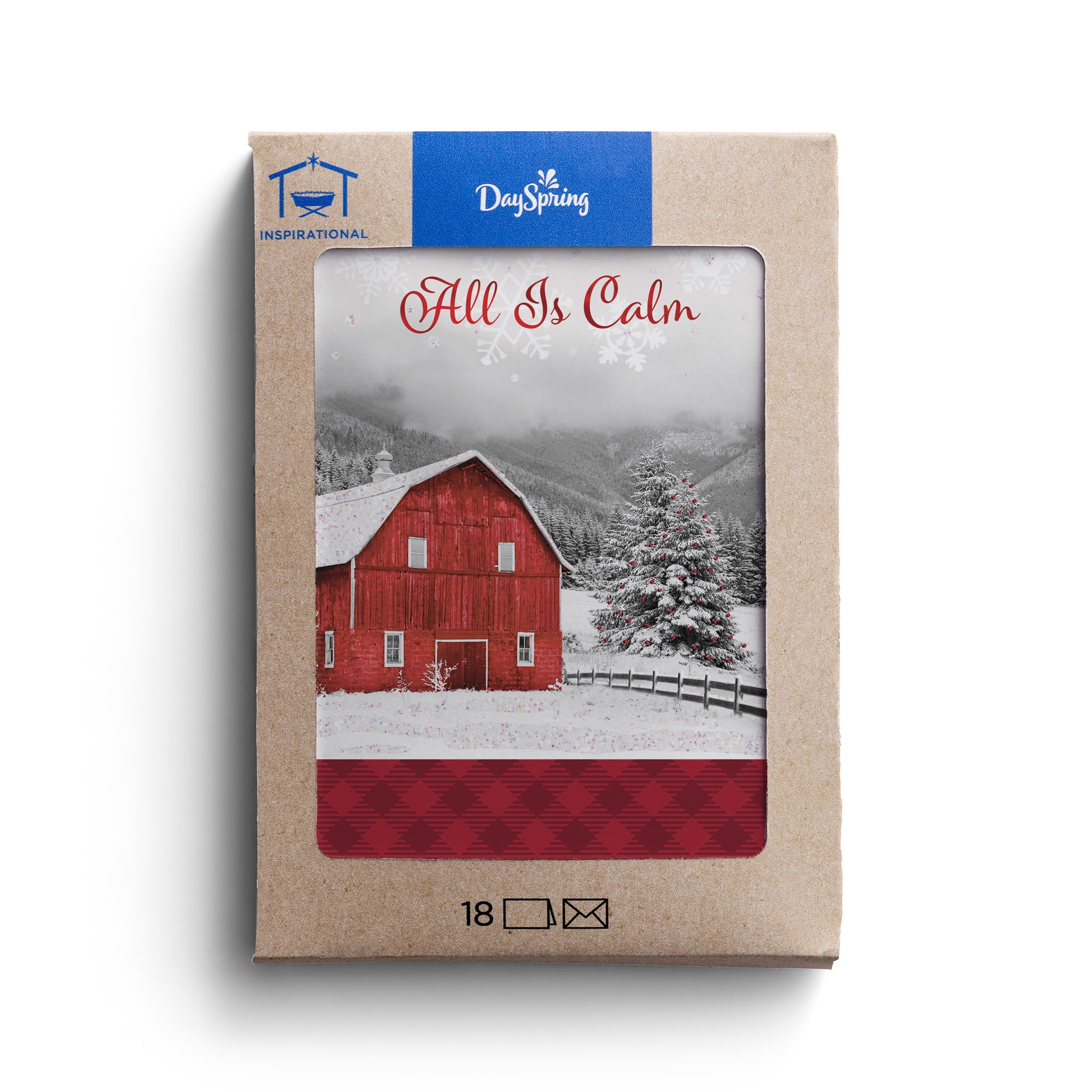 2025 DaySpring - Red Barn - 18 Christmas Cards in a Kraft Box, KJV
