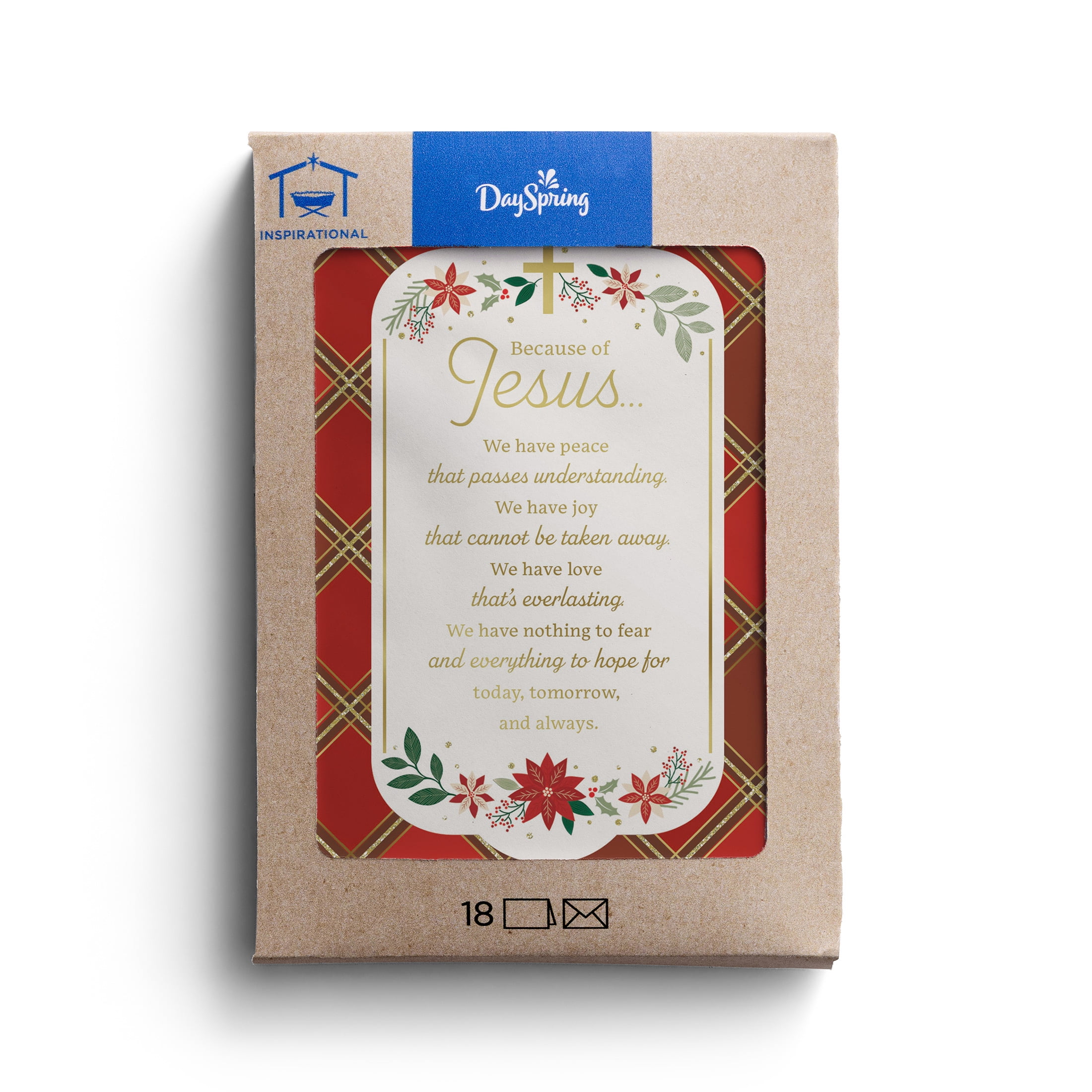 2025 DaySpring - Because Of Jesus - 18 Christmas Cards in a Kraft box by DaySpring, NIV