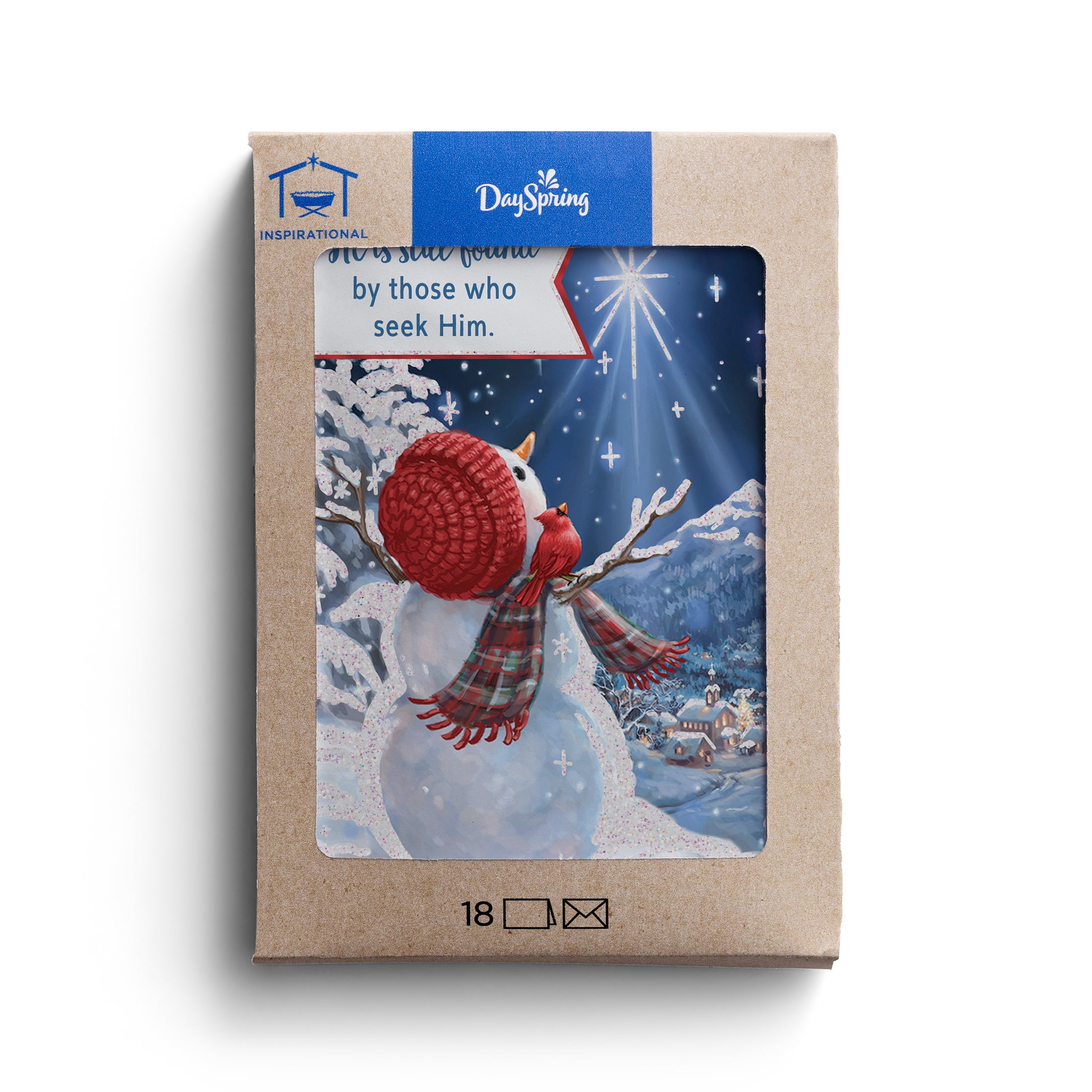 2025 DaySpring - Snowman Gazer - 18 Christmas Cards in a Kraft Box, KJV