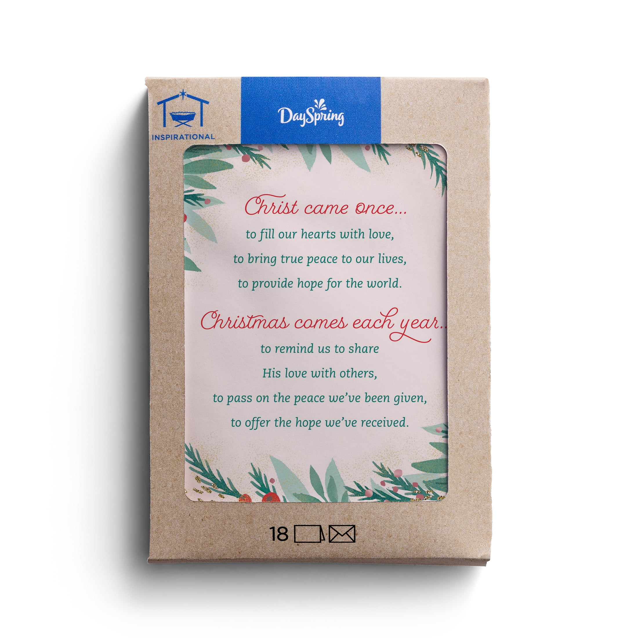 2025 DaySpring - Winter Berry - 18 Christmas Cards in a Kraft Box TLB