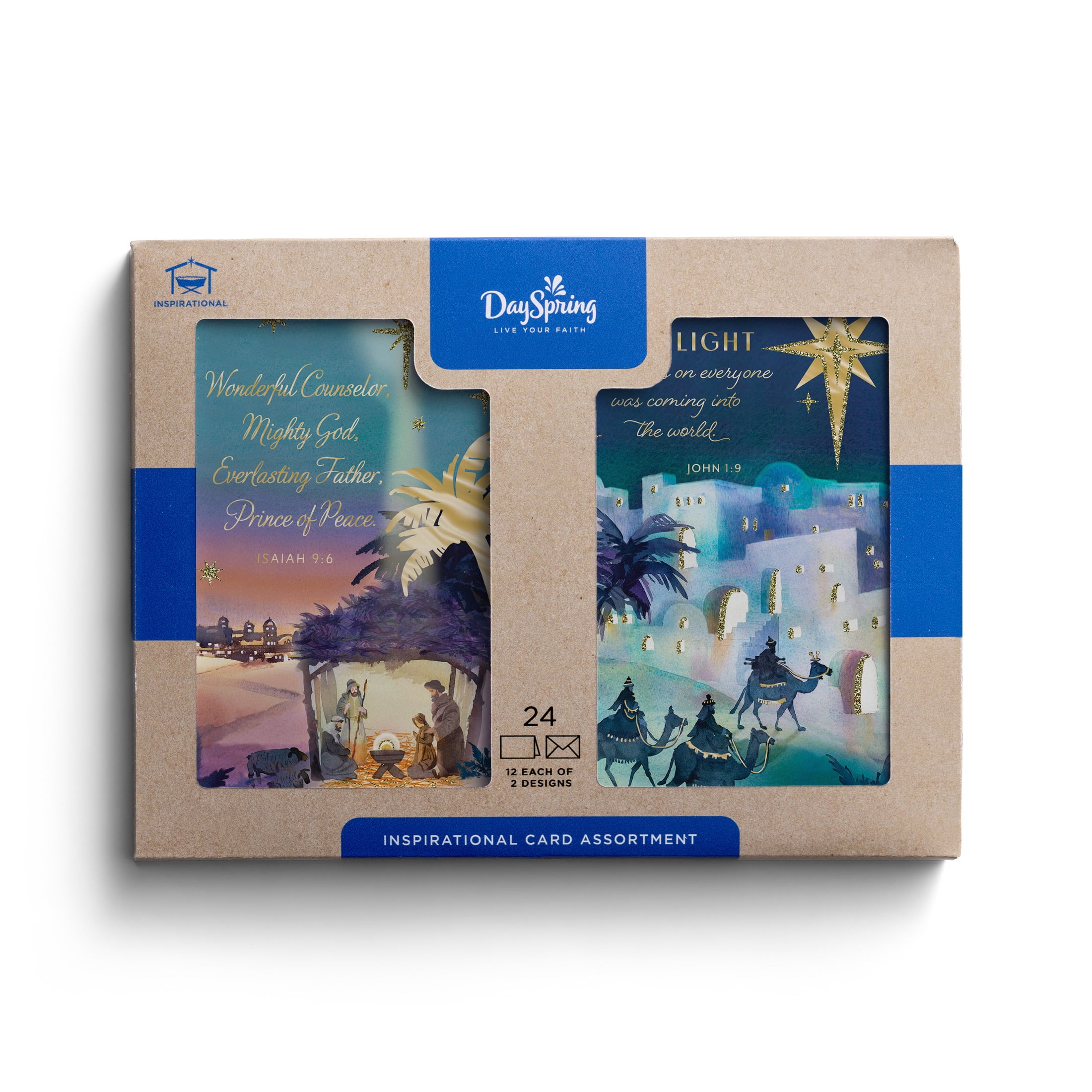 2025 DaySpring - Christmas Night Assortment - 24 Christmas Cards, NIV and CEV