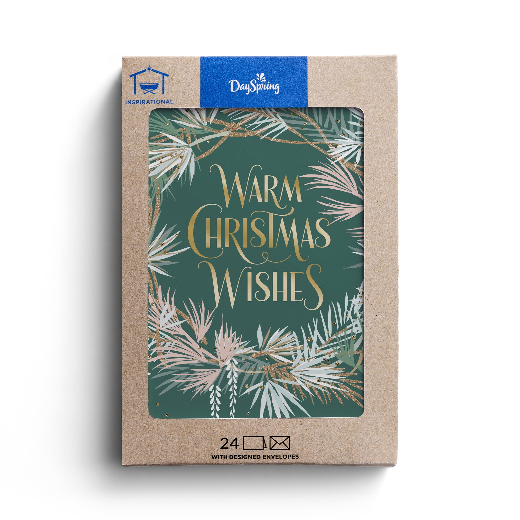 2025 DaySpring - Christmas Wishes Wreath - 24 Christmas Cards, Boxed Cards, NLT