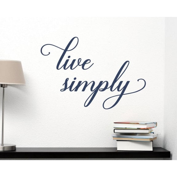 INSPIRATIONAL WALL WORDS LIVE SIMPLY VINYL LETTERS WALL STICKER DECALS FOR HOME DÉCOR, Deep Blue, 23X16-IN