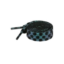 INSPIRE CHIC 1 Pair Flat Checkered Shoe Laces, Colorful Metal Wire Braided Shoelaces for Sneakers Boots Black-Green 90cm/35.4"
