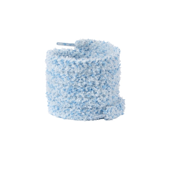 INSPIRE CHIC 1 Pair Flat Fuzzy Contrast Color Shoe Laces, 0.47" Wide Fat Soft Fluffy Shoelaces Shoestrings for Sneakers Blue 160cm/63.0"