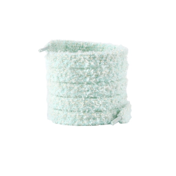 INSPIRE CHIC 1 Pair Flat Fuzzy Contrast Color Shoe Laces, 0.47" Wide Fat Soft Fluffy Shoelaces Shoestrings for Sneakers Light Blue Yellow 100cm/39.4"