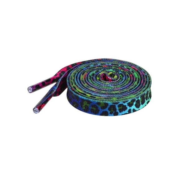 INSPIRE CHIC 1 Pair Leopard Print Flat Shoe Laces for Sneakers 0.31'' Shoelaces for Hiking Shoes Rainbow 160cm/63.0"