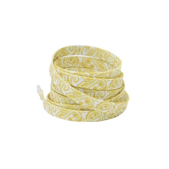 INSPIRE CHIC 1 Pair Paisley Flat Shoe Laces for Sneakers, 0.31'' Soft Shoelaces Shoestrings for Casual Hiking Shoes Light Gold 160cm/63.0"