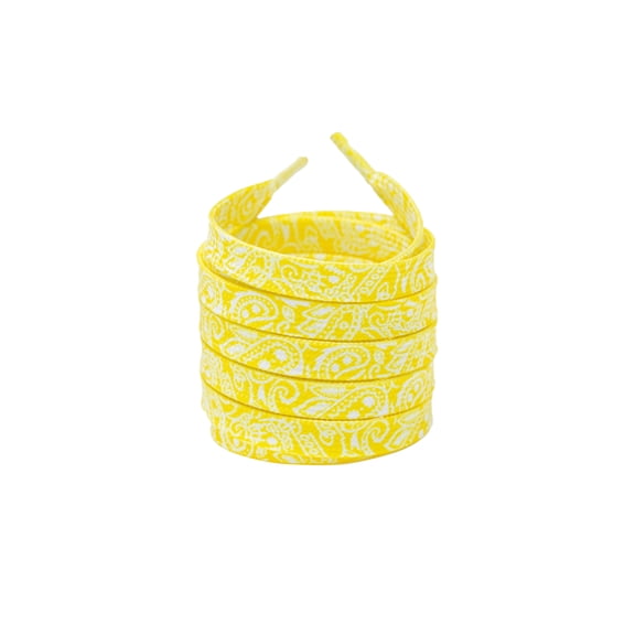 INSPIRE CHIC 1 Pair Paisley Flat Shoe Laces for Sneakers, 0.31'' Soft Shoelaces Shoestrings for Casual Hiking Shoes Yellow 100cm/39.4"