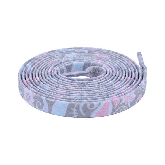 INSPIRE CHIC 1 Pair Paisley Printed Flat Shoe Laces for Sneakers, 0.31" Colourful Shoelaces Shoestrings for Casual Hiking Shoes Gray Blue Pink 100cm/39.4"