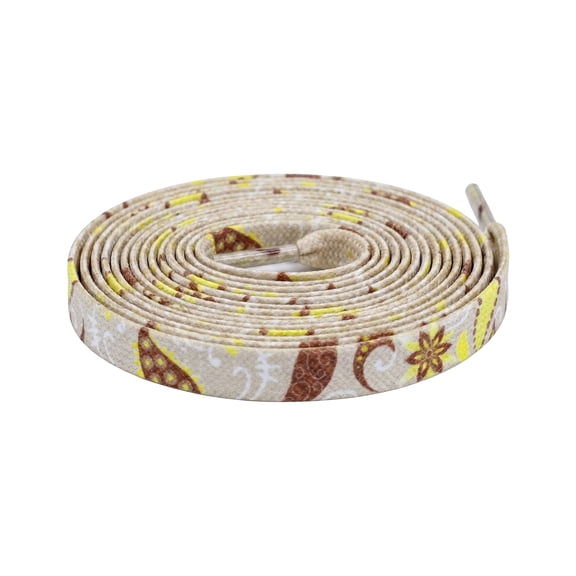 INSPIRE CHIC 1 Pair Paisley Printed Flat Shoe Laces for Sneakers, 0.31" Colourful Shoelaces Shoestrings for Casual Hiking Shoes Light Brown 120cm/47.2"