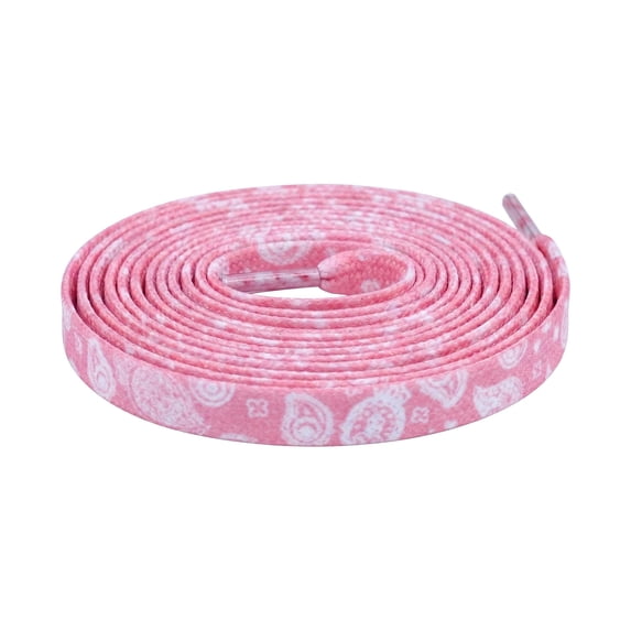 INSPIRE CHIC 1 Pair Paisley Printed Flat Shoe Laces for Sneakers, 0.31" Colourful Shoelaces Shoestrings for Casual Hiking Shoes Pink White 120cm/47.2"