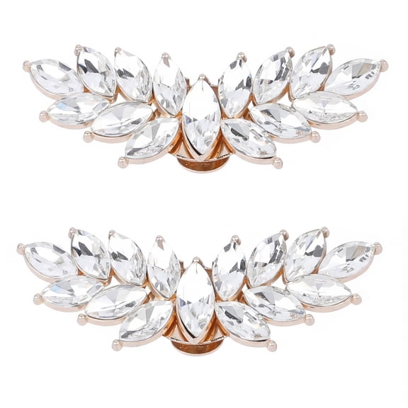 INSPIRE CHIC 2 PCS Women's Rhinestone Shoe Clips Crystal Wing Clips for Heels and Flats Gold 2.72*0.95 inches