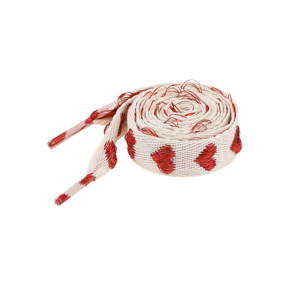 INSPIRE CHIC 2 Pairs Flat Glitter Shiny Shoe Laces, Metallic Heart Shoelaces Beige-Red Heart 120cm/47.2"
