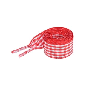 INSPIRE CHIC 2 Pairs Flat Plaid Laces Fabric Ribbon Two-Tone Checkered 0.6" Wide Shoelaces for Sneakers Red 80cm/31.5"