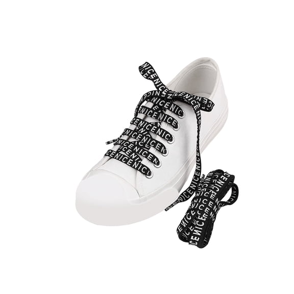 INSPIRE CHIC 2 Pairs NICE Flat Fat Shoe Laces for Sneakers, 0.35 Wide Soft Shoelaces Shoestrings for Casual Hiking Shoes Black 100cm/39.4"