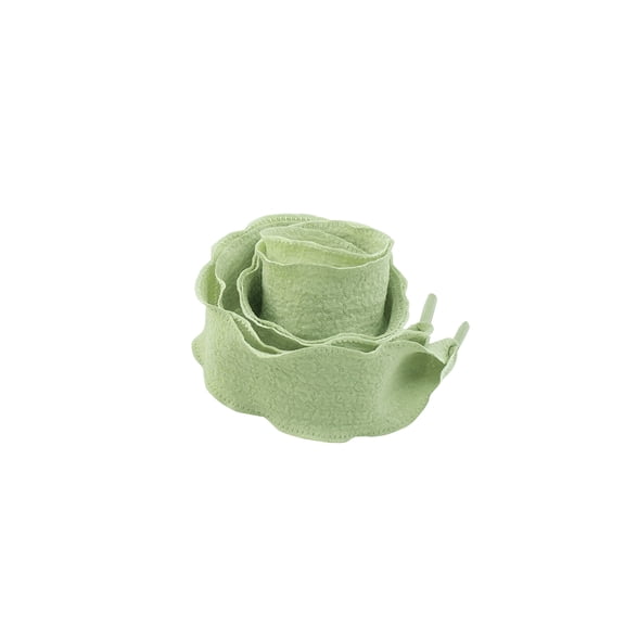 INSPIRE CHIC 2 Pairs Ruffle Shoe Laces: 2.5CM Wide Fishtail Pleated Flat Sneaker Shoestring Bean Green 160cm/63.0"