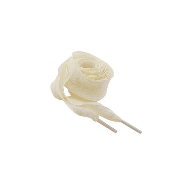 INSPIRE CHIC 2 Pairs Ruffle Shoe Laces: 2.5CM Wide Fishtail Pleated Flat Sneaker Shoestring Beige 100cm/39.4"
