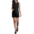 thumbnail image 1 of INSPIRE CHIC 2 Piece Short Sets Women Crew Neck Button Vest Shorts Business Casual Outfits Blazer Suit Set XS Black, 1 of 5