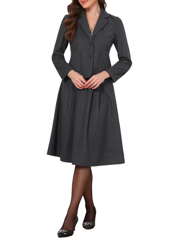 2 Piece Skirt Suit Set for Women's Tailored Blazer and Pleated Midi Skirt, Elegant Business Office Outfit S Dark Gray