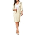 thumbnail image 1 of INSPIRE CHIC 2 Piece Suit Skirt Set for Women's Business Blazer and Pencil Skirt with Slit M Beige, 1 of 6