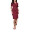 thumbnail image 1 of INSPIRE CHIC 2 Piece Suit Skirt Sets for Women Business Short Sleeve Blazer and Pencil Skirts Formal Office Casual Outfits XL Dark Red, 1 of 6