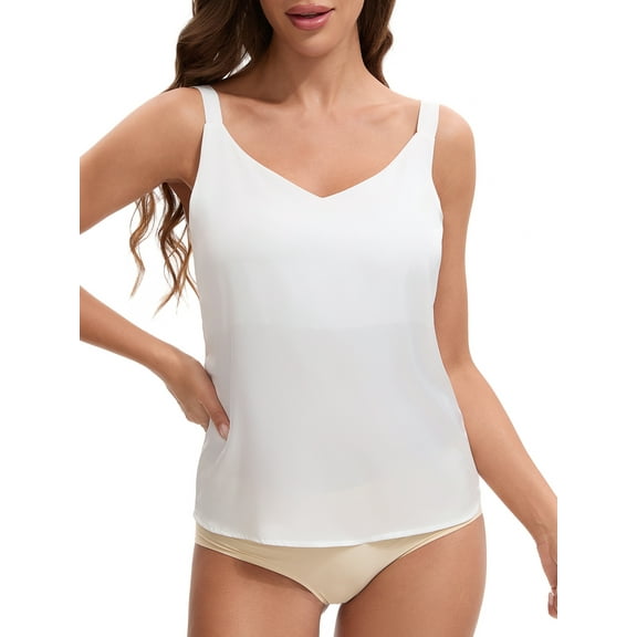 INSPIRE CHIC 3 Choise for Women's Square or V Neck Cami Vest Wide Strap Light Loose Fit Sleeveless Tank Camisole L White Y2