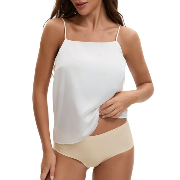 INSPIRE CHIC 3 Choise for Women's Square or V Neck Cami Vest Wide Strap Light Loose Fit Sleeveless Tank Camisole S White Y3