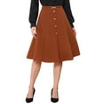 thumbnail image 1 of INSPIRE CHIC A-Line Midi Pleated Skirt for Women's Vintage Work High Waist Flare Business Skirts S Orange Brown, 1 of 6