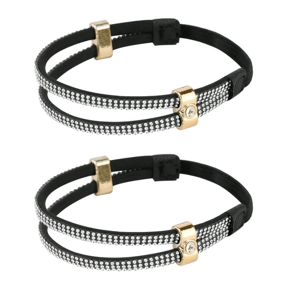 INSPIRE CHIC Adjustable Rhinestone Anti-Loosening Straps for Women's High Heels and Sandals for Everyday Wear Weddings Black-02 One Size