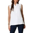 thumbnail image 1 of INSPIRE CHIC Allegra K Summer Ruffle Tank Top for Women's Sleeveless Mock Neck Button Up Casual Tops XS White, 1 of 6