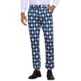 thumbnail image 1 of INSPIRE CHIC Argyle Pattern Pants for Men's Flat Front Retro Trousers Plaid Printed Pants 28 Blue Black, 1 of 6