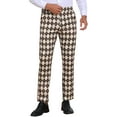 thumbnail image 1 of INSPIRE CHIC Argyle Pattern Pants for Men's Flat Front Retro Trousers Plaid Printed Pants 28 Khaki Brown, 1 of 6