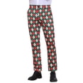 thumbnail image 1 of INSPIRE CHIC Argyle Pattern Pants for Men's Flat Front Retro Trousers Plaid Printed Pants 30 Green Red, 1 of 6