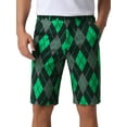 thumbnail image 1 of INSPIRE CHIC Argyle Shorts for Men's Regular Fit Flat Front Contrasting Colors Patterned Shorts 30 Green Black, 1 of 5