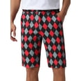 thumbnail image 1 of INSPIRE CHIC Argyle Shorts for Men's Regular Fit Flat Front Contrasting Colors Patterned Shorts 32 Black Red, 1 of 5
