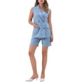 thumbnail image 1 of INSPIRE CHIC Blazer Vest Shorts Suit Set for Women's Summer Sleeveless Blazer Shorts Business Casual 2 Piece Outfits XS Grey Blue, 1 of 6