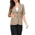 thumbnail image 1 of INSPIRE CHIC Blazer for Women's Short Sleeve Lapel Open Front Business Work Casual Suit Jackets with Pockets XS Camel, 1 of 6