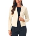 thumbnail image 1 of INSPIRE CHIC Blazer for Women's Work Office Casual Long Sleeve Open Front Collarless Suit Jackets with Pockets L Beige, 1 of 5
