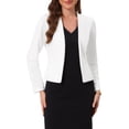 thumbnail image 1 of INSPIRE CHIC Blazer for Women's Work Office Casual Long Sleeve Open Front Collarless Suit Jackets with Pockets L White, 1 of 6