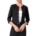 thumbnail image 1 of INSPIRE CHIC Blazers for Women's Open Front 3/4 Sleeve Crew Neck Work Office Suit Jackets Blazer XS Black, 1 of 6