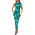 thumbnail image 1 of INSPIRE CHIC Bodycon Dresses for Women Floral Print Sleeveless Ruched Fitted Wedding Guest Cocktail Party Maxi Dress S Green, 1 of 6