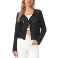 thumbnail image 1 of INSPIRE CHIC Boho Crochet Cardigan for Women Casual Tie Front Shrugs Lightweight Long Sleeve Cardigans Top L Black, 1 of 5