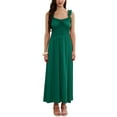 thumbnail image 1 of INSPIRE CHIC Boho Maxi Dress for Women Spaghetti Strap Square Neck A Line Flowy Smocked Dresses S Dark Green, 1 of 6