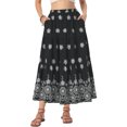 thumbnail image 1 of INSPIRE CHIC Boho Maxi Skirt for Women Ruffle Hem A Line Elastic High Waist Elegant Flowy Flared Long Skirts S Black, 1 of 5