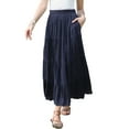 thumbnail image 1 of INSPIRE CHIC Boho Maxi Skirts for Women Flowy Flared Ruffle Summer Casual Tiered Elastic Waist Long Skirts XS Dark Blue, 1 of 6