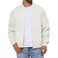 thumbnail image 1 of INSPIRE CHIC Bomber Jacket for Men's Autumn Outerwear Full Zip Up Ribbed Cuffs Baseball Jacket M Beige, 1 of 6